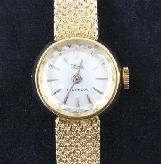A ladys 18ct gold Tell manual wind wrist watch,